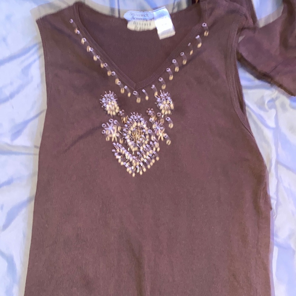 Brown, tank top/shirt 2k style polyester Large